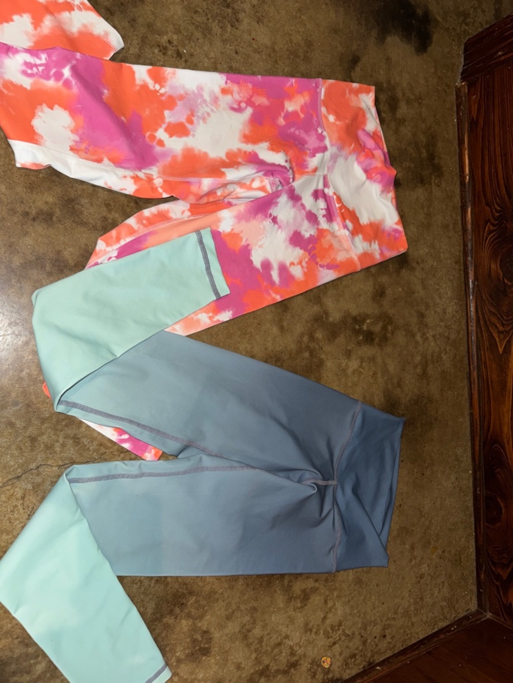 DYI Colorblock & Tie-Dye Leggings - Pink, Orange, White, Mint, Blue